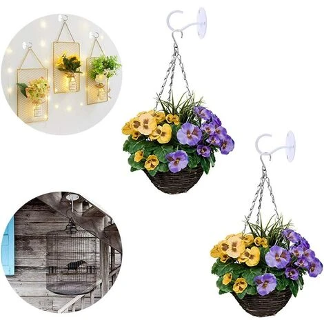 Lot De 2 Crochets De Plafond à Montage Mural Blanc, Crochets De Suspension Pour Plaque En Métal, Crochet De Plafond En Fer Pour Plante Suspendue/Suspensions/Paniers/Mangeoires à Oiseaux/Lanternes,Starlight – Image 3