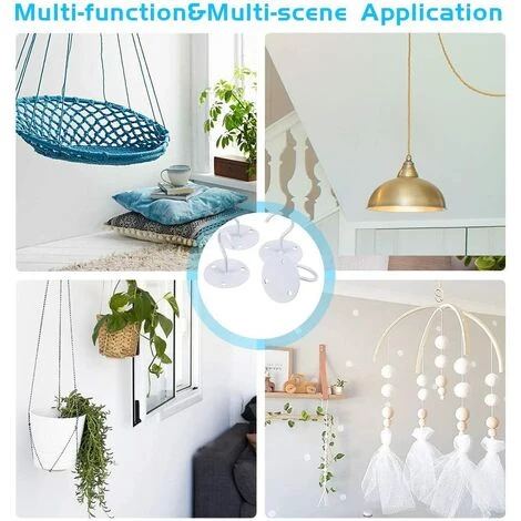 Lot De 2 Crochets De Plafond à Montage Mural Blanc, Crochets De Suspension Pour Plaque En Métal, Crochet De Plafond En Fer Pour Plante Suspendue/Suspensions/Paniers/Mangeoires à Oiseaux/Lanternes,Starlight – Image 5