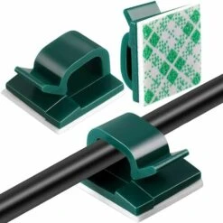 GUAZHUNIFR 100 PiècesGuazhuni Mini Clips De Câble Extérieurs Avec Ruban Adhésif Clips Câble Auto-Adhésifs Clips De Lumière De Décoration Clip De Porte-Câble Pour Noël Et Lumière De Fée ( Vert Foncé)