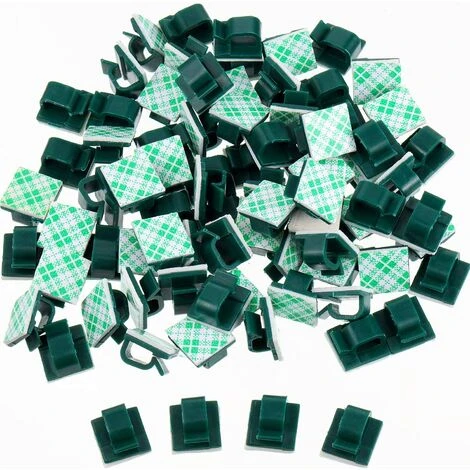 GUAZHUNIFR 100 PiècesGuazhuni Mini Clips De Câble Extérieurs Avec Ruban Adhésif Clips Câble Auto-Adhésifs Clips De Lumière De Décoration Clip De Porte-Câble Pour Noël Et Lumière De Fée ( Vert Foncé) – Image 5