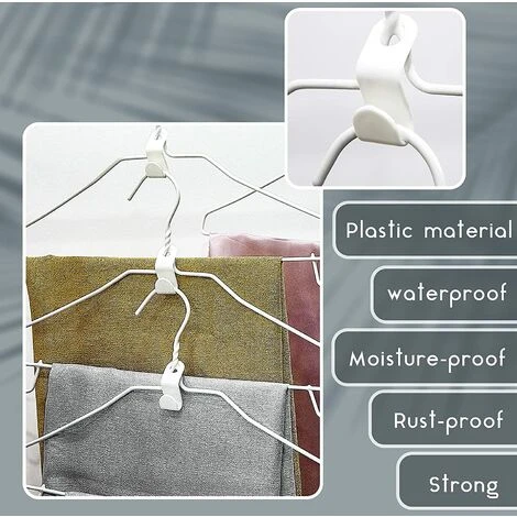VERSAILLESFR 30 Pièces Crochets De Connecteur De Cintre De Vêtements Connecteurs De Cintre Peu Encombrants Clips De Suspension Fermés Clips D'Extension De Cintre Blancs Avec Sac En Tissu à Cordon,Versailles – Image 2