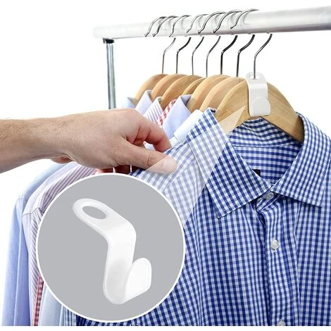 VERSAILLESFR 30 Pièces Crochets De Connecteur De Cintre De Vêtements Connecteurs De Cintre Peu Encombrants Clips De Suspension Fermés Clips D'Extension De Cintre Blancs Avec Sac En Tissu à Cordon,Versailles – Image 4