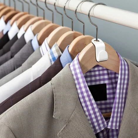 VERSAILLESFR 30 Pièces Crochets De Connecteur De Cintre De Vêtements Connecteurs De Cintre Peu Encombrants Clips De Suspension Fermés Clips D'Extension De Cintre Blancs Avec Sac En Tissu à Cordon,Versailles – Image 5