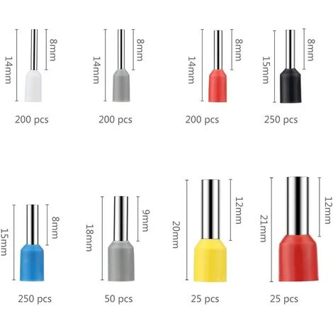 SUPERMARKET Embout De Cablage, Chaussures Set, Lot De 1200 Embouts De Câble Set De Douilles Isotherme 0,5–10 Mm² Pour Câble Bricolage, Etc. (1200 Cosses) â Image 2