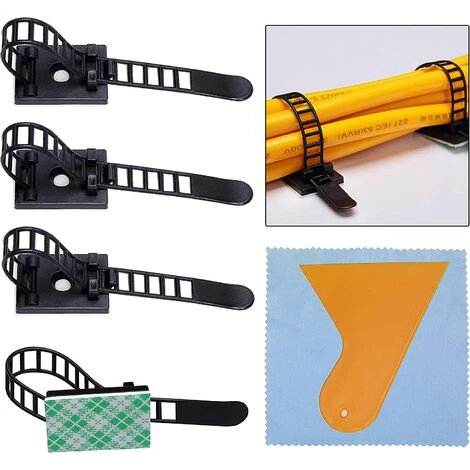 MACARON Clips Pour Cable, Attaches De Cable Clips De Câble Adhesive Attaches Ajustables En Nylon Pour Cable Et Colliers De Câble Adhésifs Pour Organiseur De Fils Electriques TV, Chargeur(100 Pièces)LO-Ron