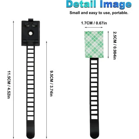 MACARON Clips Pour Cable, Attaches De Cable Clips De Câble Adhesive Attaches Ajustables En Nylon Pour Cable Et Colliers De Câble Adhésifs Pour Organiseur De Fils Electriques TV, Chargeur(100 Pièces)LO-Ron – Image 2