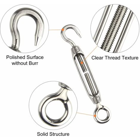 MACARON M4/M5/M6/M8 Tendeur Crochet Et œil En Acier Inoxydable 304 - Lot De 4 LO-Ron – Image 3