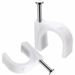 MACARON Lot De 300 Clips Muraux En Acier Pour Câbles - Différentes Spécifications - Solides - Durables - Blancs - Rondes - 300 De 10 Mm - Gestion Des Câbles LO-Ron