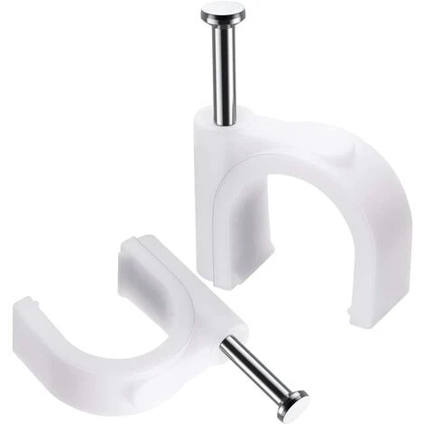 MACARON Lot De 300 Clips Muraux En Acier Pour Câbles - Différentes Spécifications - Solides - Durables - Blancs - Rondes - 300 De 10 Mm - Gestion Des Câbles LO-Ron