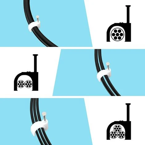 MACARON Lot De 300 Clips Muraux En Acier Pour Câbles - Différentes Spécifications - Solides - Durables - Blancs - Rondes - 300 De 10 Mm - Gestion Des Câbles LO-Ron – Image 5