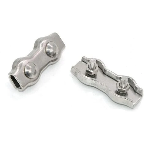 MACARON Lot De 4 Serre-câbles En Acier Inoxydable - M6 Câble Métallique En Acier Inoxydable Fabricant De Mandrin Double Mandrin à Lingot Double Clip De Fixation De Corde Marine LO-Ron