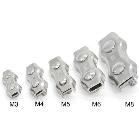 MACARON Lot De 4 Serre-câbles En Acier Inoxydable - M6 Câble Métallique En Acier Inoxydable Fabricant De Mandrin Double Mandrin à Lingot Double Clip De Fixation De Corde Marine LO-Ron – Image 2