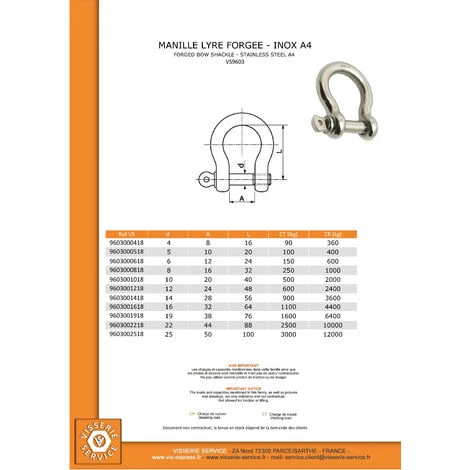 VIS EXPRESS Manille LYRE Forgee Inox A4 Diametre 12 | Conditionnement: 20 Pieces – Image 2