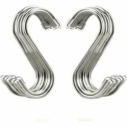 AOUGO Lot De 20 Crochets En Forme De S De 8,9 Cm En Acier Inoxydable Pour Cuisine, Atelier, Salle De Bain, Jardin.