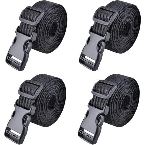 NAXUNNN Sangle à Boucle Rapide 25 Mm 38 Mm Sangle D'Arrimage 4 Pièces Sangle à Cliquet Plastique Courroie De Serrage Pour Fixation Bagage (1,5 M, A - Noir - 25mm)