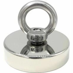 MEZHENG Aimant En Néodyme Super Puissant 120 Kg - Aimants Puissants - Idéal Pour La Pêche Magnétique - Ø 60 Mm Avec œillet En Néodyme