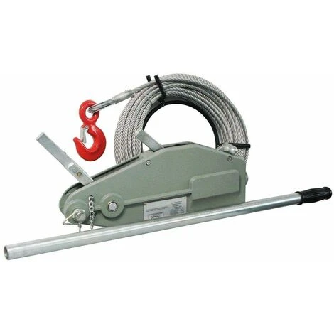 Varan Motors - Hoh800 Tire-fort, Tire-câble Manuel, Treuil De Halage à Levier 800Kg + Câble 20 Mètres ø8.3mm - Gris – Image 3