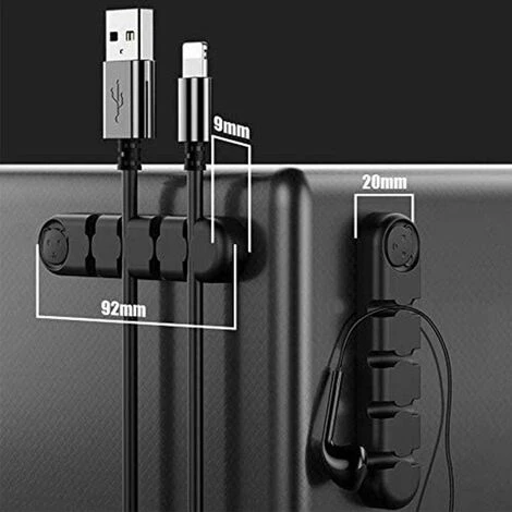 MEZHENG 5 Pièces Clips Câble Organisateur Bureau, Support De Câble Adhésif En Silicone, Clips Pour Câbles Bien Rangés Durable, Pour Câble De Charge USB/Câble D'alimentation/Câble De Souris – Image 3
