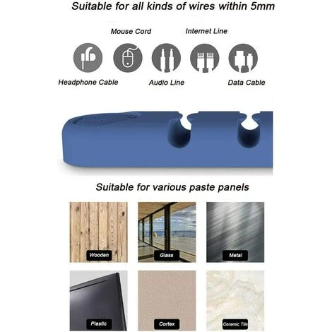 MEZHENG 5 Pièces Clips Câble Organisateur Bureau, Support De Câble Adhésif En Silicone, Clips Pour Câbles Bien Rangés Durable, Pour Câble De Charge USB/Câble D'alimentation/Câble De Souris – Image 4