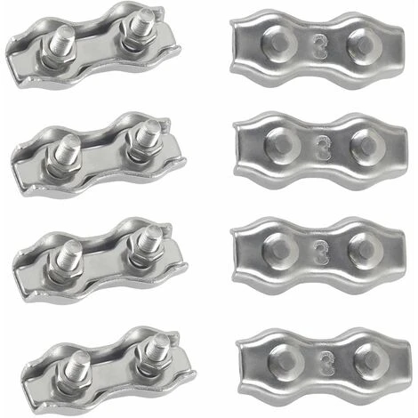 TINOR M3 Duplex Clips Serre-câbles En Acier Inoxydable 304 Pinces Duplex Pour Filin Pour Cordes à Linge En Câble Métallique Voiles De Soleil Suspendues Patio Fixe 8 Pièces
