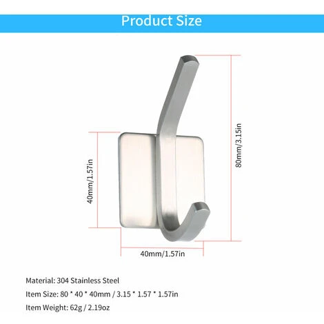 LUCKY-88 Crochet En Acier Inoxydable 304 Crochet En Forme De U Sans Poinçonnage Crochet à Vêtements En Forme De 304U/dessin – Image 3