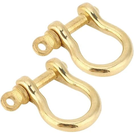 ENLENK 2 Ensemble Manille D'ancre En Laiton Pur Type U Porte-clés Porte-clés Crochet Boucle De Connexion Dorée Manille 10mm Manille U – Image 3