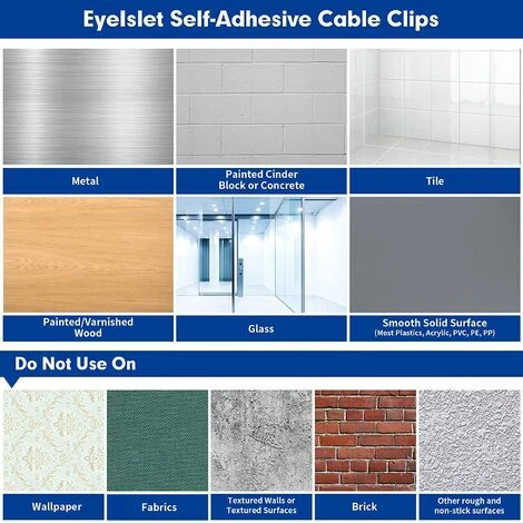 ABCRITAL Clips De Câble Auto-adhésifs Organisateur Drop Wire Holder Cord Management -White – Image 3