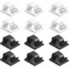 LLOVE Clips Et Attache-câbles Murales 60 Pcs Clips De Câble Adhésif,plastique Organisateurs De Cordon De Câble Clip De Gestion De Stockage De Câble Pour Bureau à Domicile - Noir, Blanc