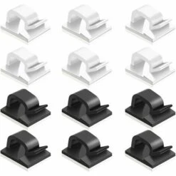LLOVE Clips Et Attache-câbles Murales 60 Pcs Clips De Câble Adhésif,plastique Organisateurs De Cordon De Câble Clip De Gestion De Stockage De Câble Pour Bureau à Domicile - Noir, Blanc