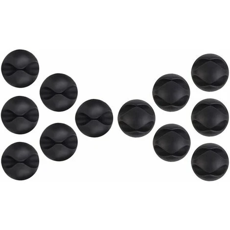 LLOVE Clips Et Attache-câbles Murales Lot De 12 Clips Câble Durable, Range-câbles Et Serre-câbles, Self-adhésif, Organiseur Et Gestion De Câble