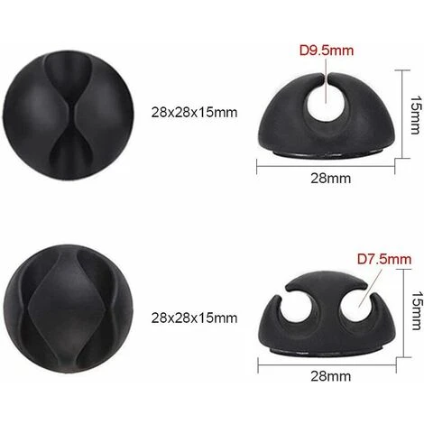 LLOVE Clips Et Attache-câbles Murales Lot De 12 Clips Câble Durable, Range-câbles Et Serre-câbles, Self-adhésif, Organiseur Et Gestion De Câble – Image 3