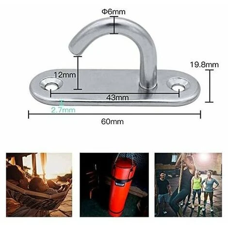 ECHOO Œil Crochet De Montage à Vis Murale Crochets De Plafond Inox Argent Ancrage De Plaque à Œil Chaise Suspendue Avec Crochet Au Plafond Pour Yoga Moustiquaire Bateau Gréement Quincaillerie De Pont Marin – Image 2