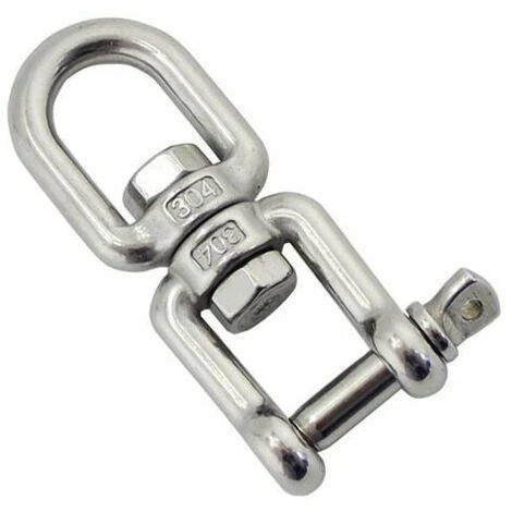 LLOVE Émerillon Manilles Chaînes D'ancrage D'amarrage Connecteur Pivotant En 304 INOX Pour Bateau Marine - 10mm