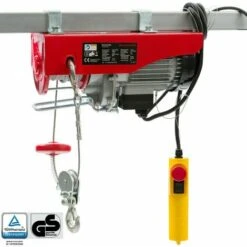 AREBOS Treuil Palan électrique | 100/200KG | 500W | Treuil Palan à Chaine à Levier | Treuil Palan à Ascenseur Levage Pour Avec Télécommande, Pour Chariot Élévateur, Entrepôts, Chantiers - Rouge