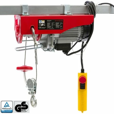 AREBOS Treuil Palan électrique | 400/800 Kg | 1300W | Treuil Palan à Chaine à Levier | Treuil Palan à Ascenseur Levage Pour Avec Télécommande, Pour Chariot Élévateur, Entrepôts, Chantiers - Rouge