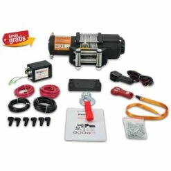 WinchPro - Treuil Électrique 12V 2000kg/4500lbs, Câble D'acier De 15m, 2 Télécommandes (1 Sans Fil, 1 Câble), Plaque De Montage, Idéal Pour Atv, Buggies, Remorques, Quads Et Bateaux