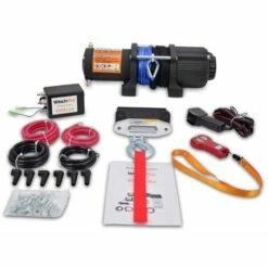 WinchPro - Treuil Électrique 12V 2000kg/4500lbs, 15m De Corde Synthétique Dyneema, 2 Télécommandes (1 Sans Fil, 1 Câble), Plaque De Montage, Idéal Pour Atv, Buggies, Remorques, Quads