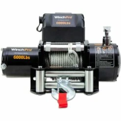 WinchPro - Treuil Électrique 12V 2700kg/6000lbs, Câble D'acier De 24m, 2 Télécommandes Incluses (1 Sans Fil, 1 Câble), Idéal Pour Les Atv, Les Buggies, Les Remorques, Les Quads Et Les Bateaux