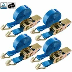 AREBOS 4 X Sangle D'Arrimage | Sangle D'Arrimage |Sangle à Cliquet Sangles | Pour Transport Moto | Camion Sangle Arrimage | Courroies De Tension Pour Camping-car | 800 Kg | 6 M - Bleu