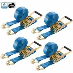 AREBOS 4 X Sangle D'arrimage D'attache | 6m X 50mm | LC5000 DaN | 5 Tonnes | Polyester - Bleu